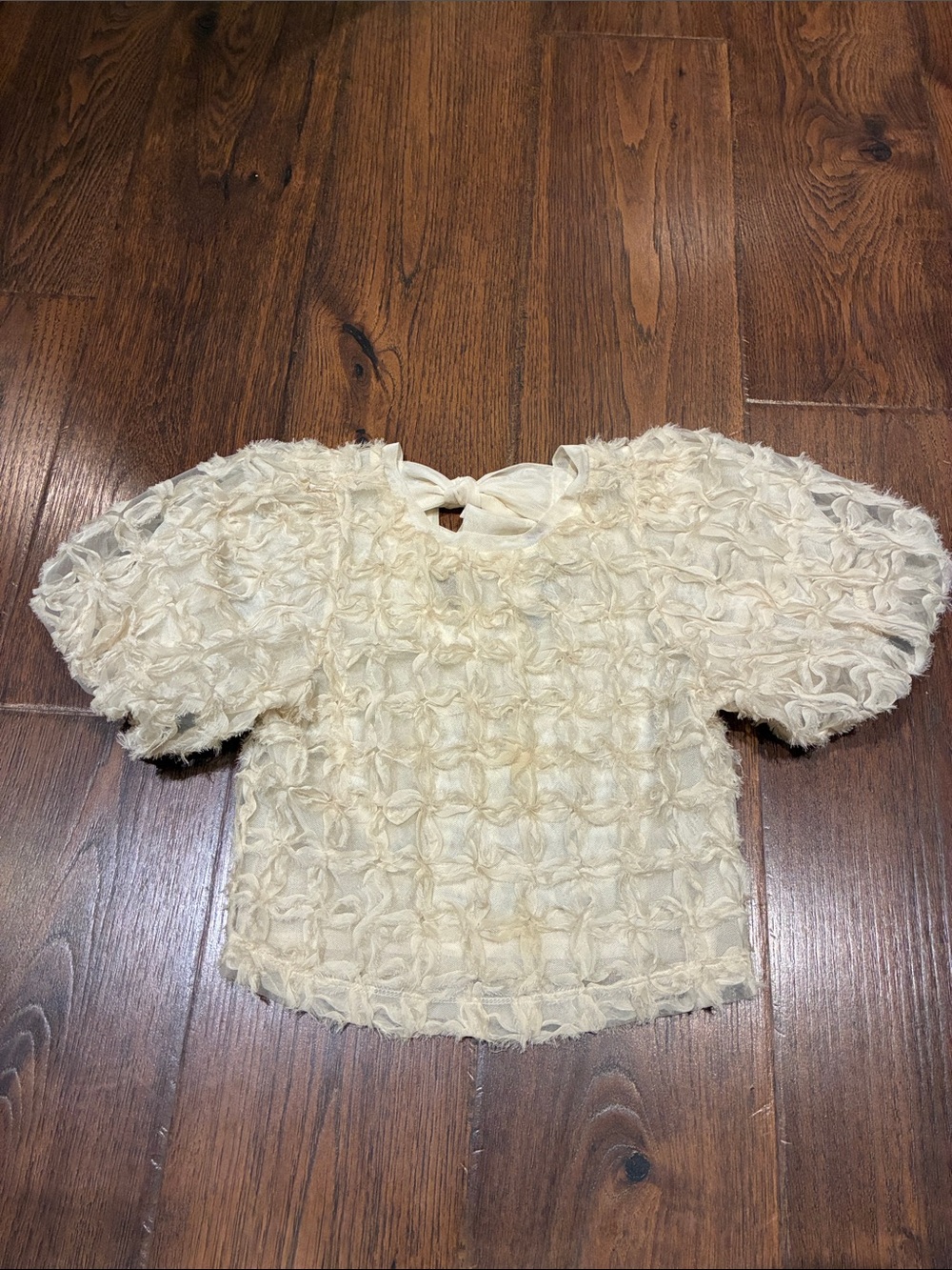 Ivory Rosette Puff Sleeve Top